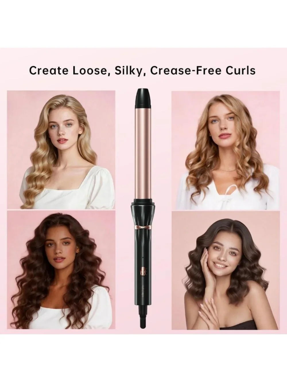 1-Inch Ceramic Curling Wand for Loose Waves, Long Barrel, Dual Voltage, 2 Heat